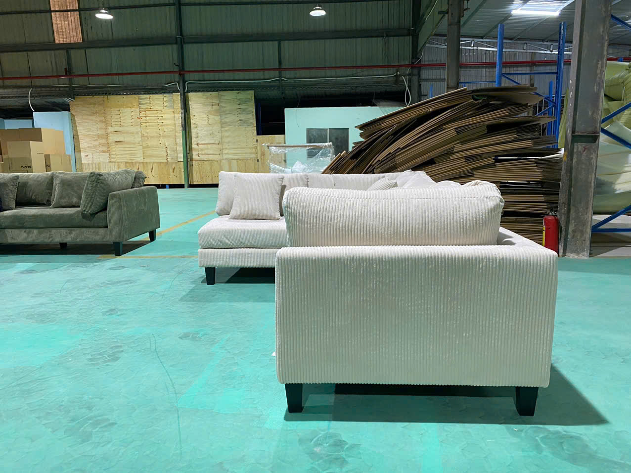 SOFA GÓC L VẢI GÂN KEM - ảnh 3